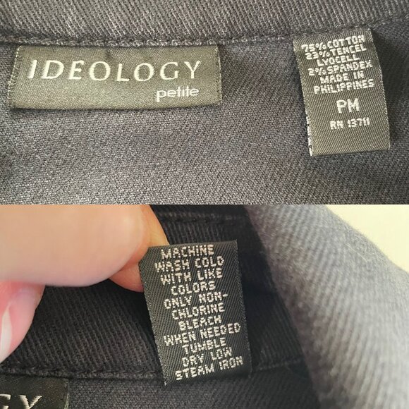 Ideology Black Denim Jacket Women's Size Medium Petite Cropped SilverButton - Picture 3 of 6